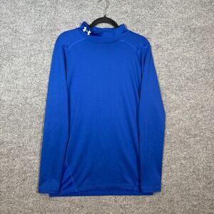 Under Armour Shirt Mens 2XL XXL Blue Mockneck Compression Coldgear Long Sleeve